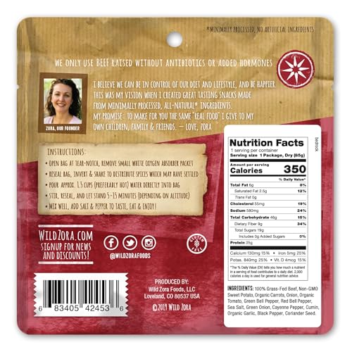 Image of Wild Zora Paleo Freeze Dried Meat Meals, 4 Pack, Gluten Free and Grain Free Camping and Backpacking Food, No Added Sugar, Healthy On-the-Go Travel Meal, Protein Packed (Meat 4-pack)