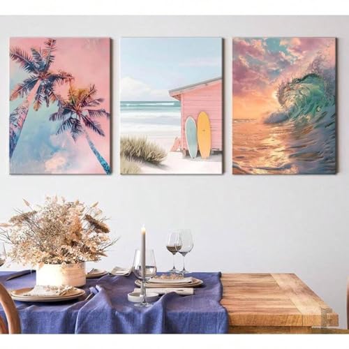 Affiche surf d'été pour salon preppy déco bord de mer 20x35cm