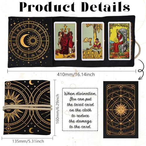 Bolsas para tarot de lona con lunas bordadas de alta resistencia 2