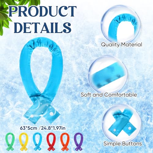 Image of Cozypower 6 Pcs Cooling Neck Wraps with Button Cooling Bandana Neck Cooler Scarf for Hot Weather Ice Neck Wrap Summer Outdoor
