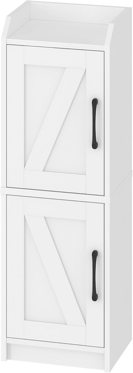 Hzuaneri Bathroom Storage Cabinet, Small Corner Floor Cabinet with Door and Shelves, Narrow Bathroom Organizer and Paper Storage with Adjustable Shelves, for Small Spaces, White BC27113X