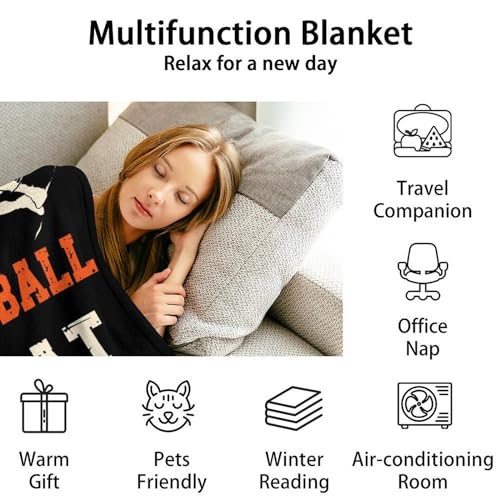 Mercuryelf Custom Basketball Throw Blanket - Soft, Fuzzy & Warm - 50x60 Inches Flannel Blankets for Living Room, Sofa - Black Sports Funny Throws Gift for Teens