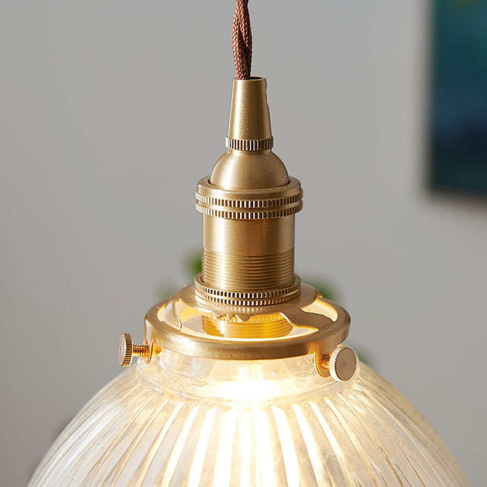 Prążkowana szklana lampa wisząca retro Farmhouse sufitowa lampa wisząca, mosiężne oświetlenie wyspy kuchennej, rustykalne lampy wiszące do jadalni sypialnia salon
