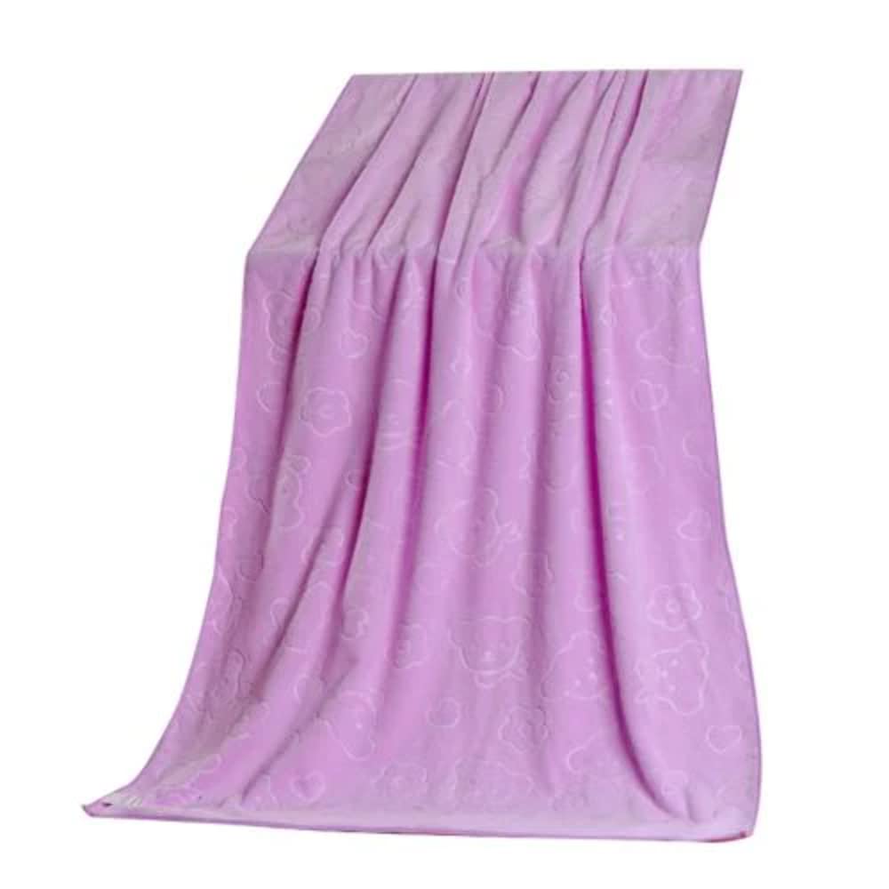 70x140cm Microfiber Bear Soft Water Absorbent Shower Bath Beach Towel Blanket Light Purple