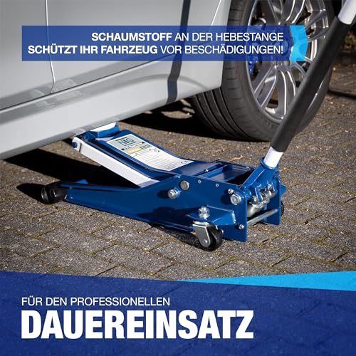 NTG Hydraulischer Wagenheber 3T | TÜV Zertifiziert | 75-505mm Hubhöhe | mit Doppelzylinder flach...