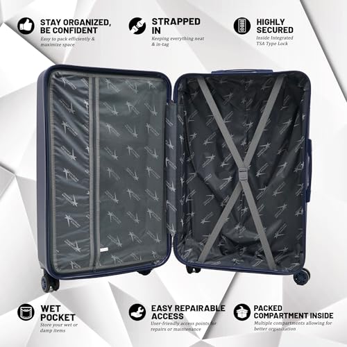 Image of AMERICAN TRAVELLER Diamon Trolley Bag | TSA-Type Lock | Durable ABS Hard Shell, TSA-Type Lock, 8 Dual Spinner Wheels, Telescopic Handle