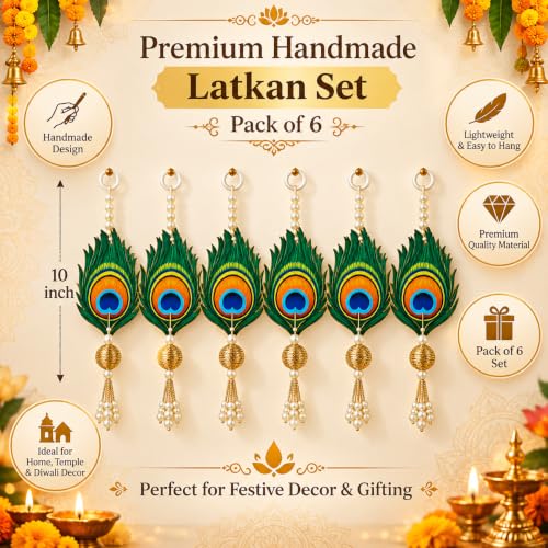 Image of Toran Bandarwal Wall Hanging for Main Door Entrance Pack of 6, Diwali Decoration Pooja Room Mandir Navratri, Decorative Wall Hangings Wedding Festive Home Decor Items