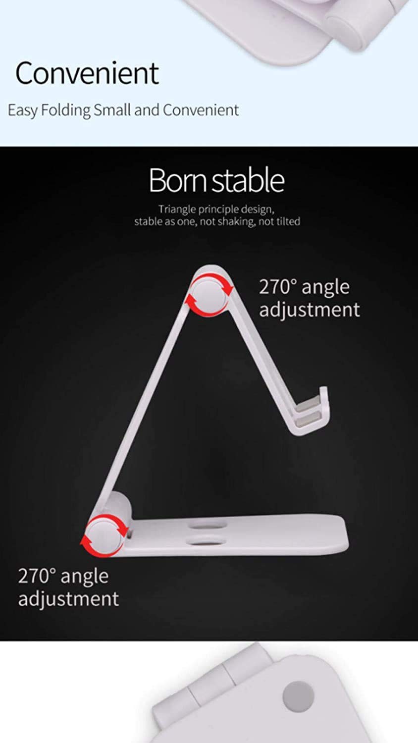 Desktop Stand for Phones, Free Your Hand, Adjustable, Compatible with All Phones, Cell Phone (Black) — view 3