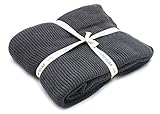100% Organic Cotton Knit Throw Blanket with Tassels (70'x80') Soft Stretchy Warm Lightweight All-Season Non-Toxic Eco-Friendly (Charcoal)