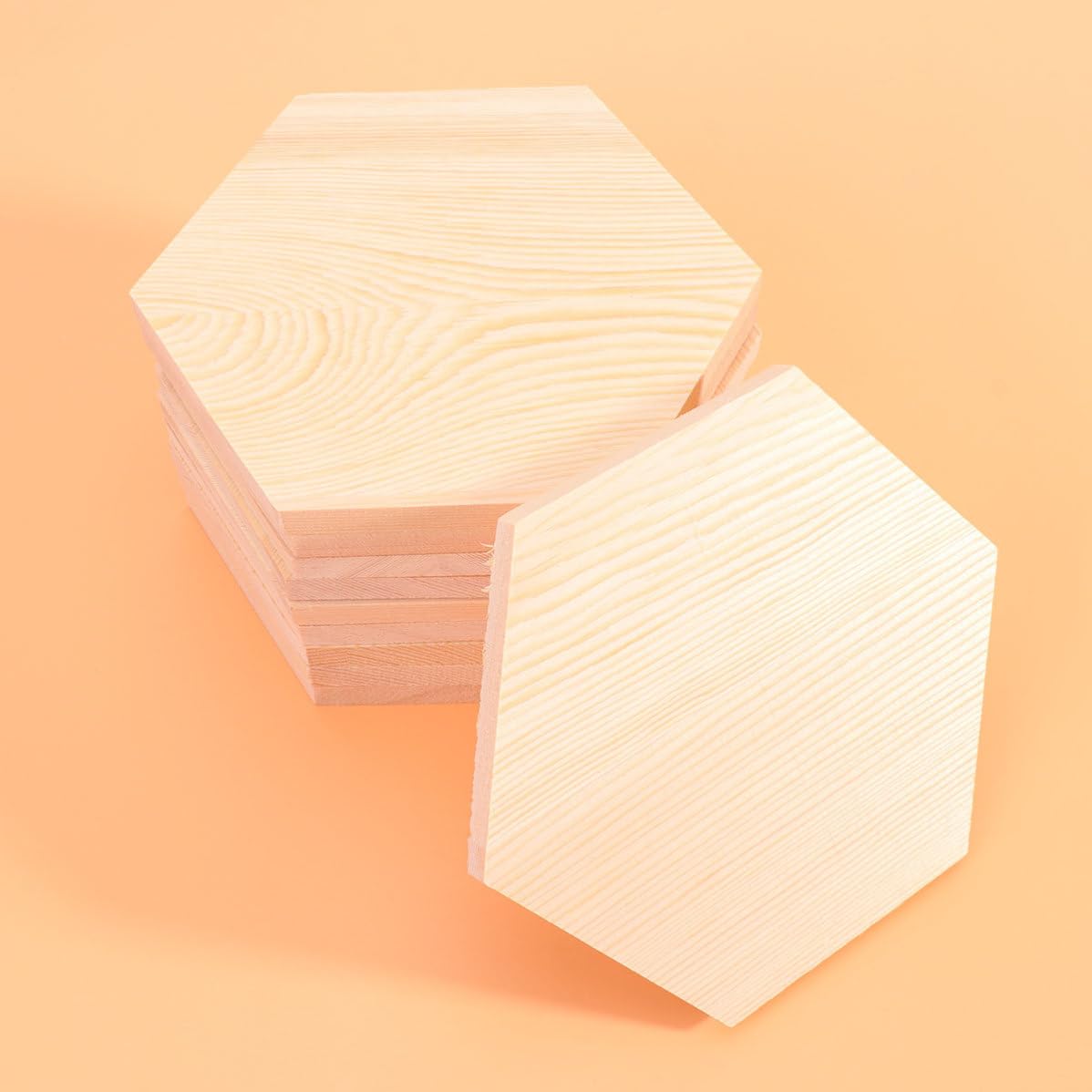 DOITOOL Small Wood Block 10 Pezzi Blocco di Legno Speciale Beige per Art Projects e Craft Projects, Facile da Scrivere e Dipingere, Forma Esagonale