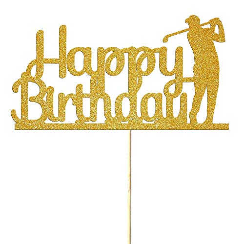 NN-BH Golden Flash Happy Birthday Cake Topper, Birthday Party Cake Decoration, Sports Theme