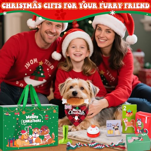 iZoeL Adventskalender für Hunde 2025 Weihnachtskalender 24 Hundespielzeuge Hundehalsband Spielzeug Weihnachten Geschenk Hundeliebhaber Wiederverwendbar Adventskalender Geschenke