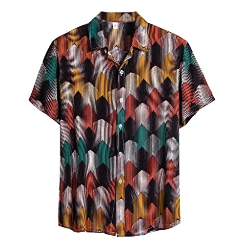 Chemise de plage hawaïenne imprimé rétro homme taille L haut été manches courtes