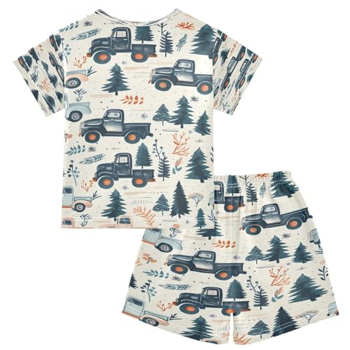 senya Short Sleeve Pajamas Sets Summer Cotton Sleepwear Truck Christma Tree2
