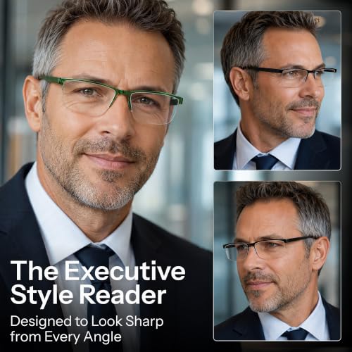 Image of Gaoye Executive Style Reading Glasses Men - Durable Readers with Blue Light Filtering- Comfortable Fit with TR90 Frames