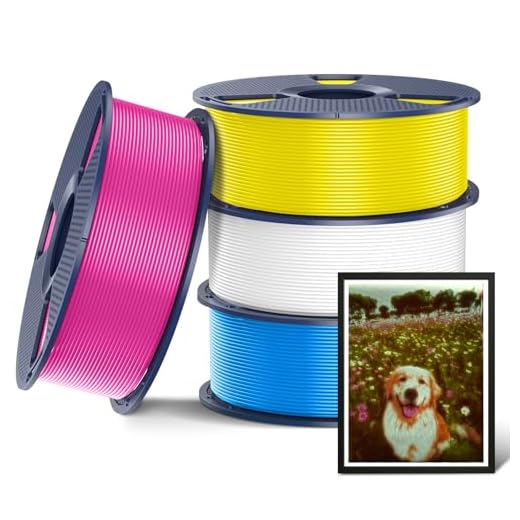 SUNLU CMYK Lithophane PLA+2.0 Filament Bundle, 4KG Upgrade PLA+ Filament 1.75mm, Tougher and Stronger, Dimensional Accuracy +/-0.02mm, 1KG per Spool, 4 Packs, 4KG Total, White+Magenta+Yellow+Cyan