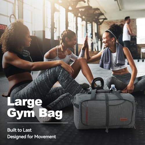 Image of Canway 65L Foldable Duffle Bag with Shoes Compartment, Water-Resistant Packable Travel Duffel for Gym, Weekend Trips, Lightweight Carry on Luggage for Men & Women