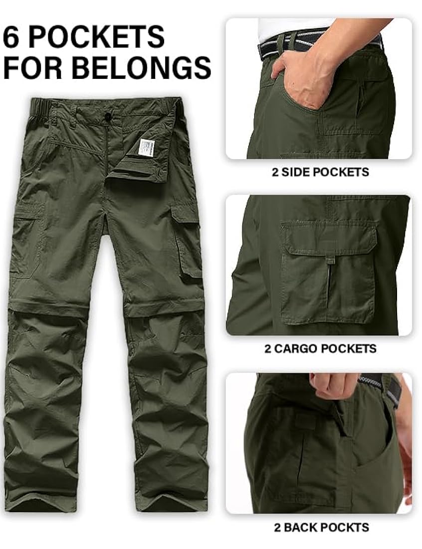 【KISHIDAMIKI】convertible trousers Mens Hiking Pants Convertible Quick Dry Lightweight Zip Off
