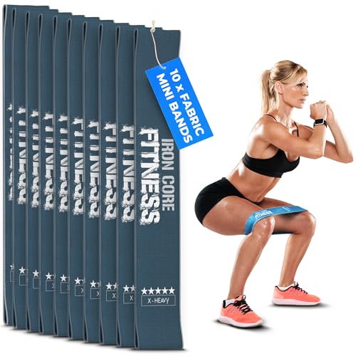 Image of Fabric Mini Resistance Bands Sets for Trainers, Bootcamp, Gym for Men and Women in Fun Colors - Ebook, Videos and Workout Chart Included by Iron Core Fitness