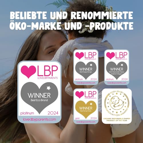 Eco by Naty Baby Öko Windeln - umweltfreundliche Premium-Bio Windeln aus pflanzenbasierten Materialien, ideal für empfindliche Babyhaut (Größe 1 - 100 Stück) - MONATSBOX