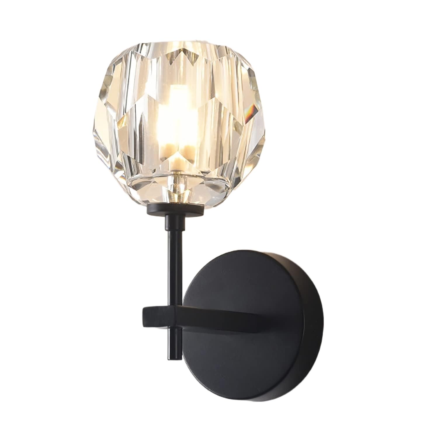 SXSCARKX Modern Home Decoration Black Crystal Sconces Wall Lighting For Bathroom Ball Vanity Light Hardwire Farmhouse Bedroom Lamp Headboard Porch Entrance Hallway