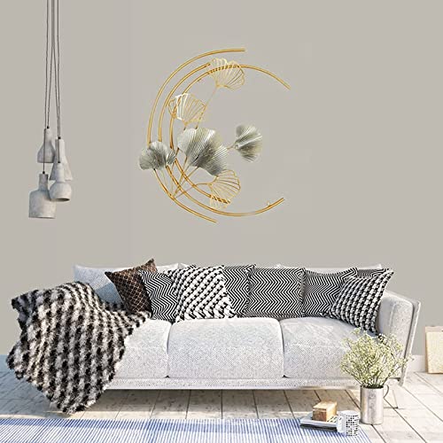 Wandskulptur, Dekoration, 3D-Ginkgo-Blatt, Metallwandkunst, Metallwanddekoration, Wandbehang, Skulpturdekoration, kreative Metallwandskulptur, Wanddekoration für Arbeitszimmer/Wohnzimmer/Schlafzimmer Cover