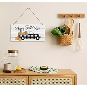 Thanksgiving Decor - Decorative Wood Hanging Plaque, Wooden Wall Art, Fall Pumpkin Truck, Harvest Hanging Wall Door Decoration, Home Farmhouse Decor, Happy Fall Y'all Thanksgiving Decor Decorative Wood Hanging Plaque Wooden Wall Art Fall Pumpkin Truck Harvest Hanging Wall Door Decoration Home Farmhouse Decor Happy Fall Yall