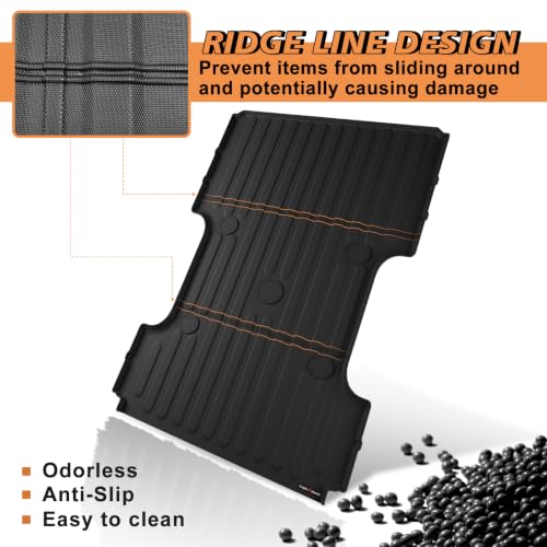 Image of TripleAliners 8FT(96 inch) Truck Bed Mat for 2019-2025 2026 Ram 2500 /3500 /4500 | (Won't fit Rambox) All Weather Protection, TPE Pickup Bed Liner with Raised Wall, Custom Fit, Anti-Slip, Durable