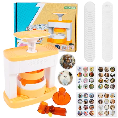 Badge Maker for Kids Solid Pin Maker with 48 pcs Button Parts 55mm(2.16 inch) Versatile Creative Press Machine Badge Punch Kit Making Kit for School Projects Christmas Festive Activities