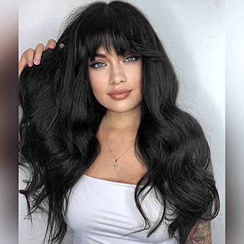 Image of Tressedup hair Black long curly with bangs
