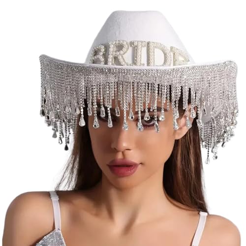 Chapeau cowgirl strass pour EVJF et photos de mariage bohème