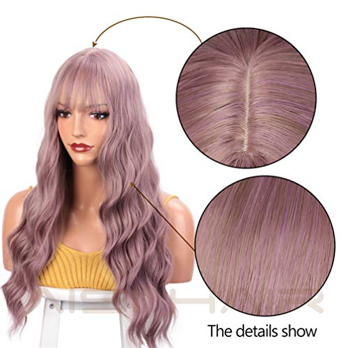 Perruque synthétique ondulée violette sans colle solution cheveux abîmés - 2