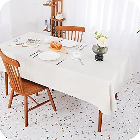 Amazon Brand - Umi Tischdecke Abwaschbar Wasserdicht Tischdecke Rechteck Tischdecke Gartentisch Wohnzimmer Küchen 1 Stück Creme 140x300cm Cover