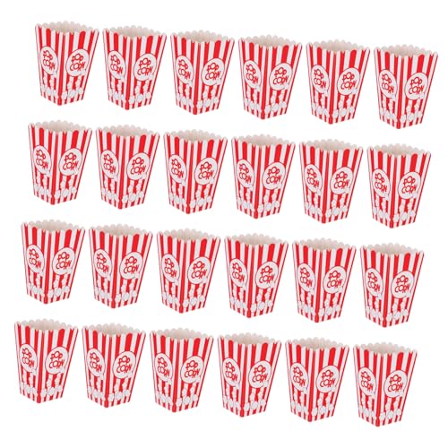 SOLUSTRE Valentine's Day Party Popcorn Box Striped Paper Snack Bags Movie Night Popcorn Holder