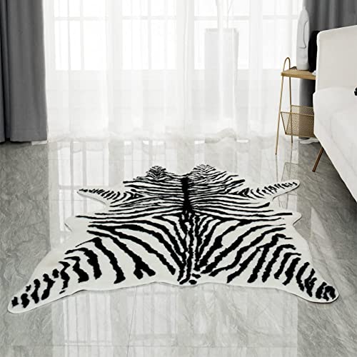 Zebra Print Rug Faux Animal Print Skin Area Rug Cowhide