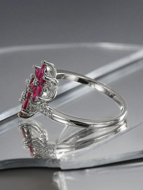 Romantic Inlaid Crystal Flower Bloom Ring Delicate Stainless Steel Ring Daily Wear Engagement Wedding Jewelry Gift for Women2