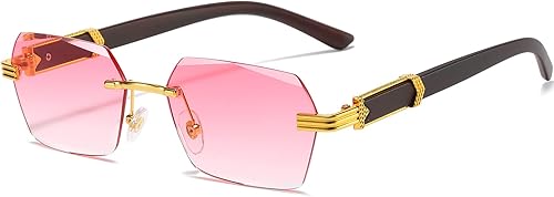 AIEYEZO Gafas de sol retro sin montura rectangulares para mujeres y hombres, vintage, sin marco, gafas de sol de moda sin marco, gafas tintadas