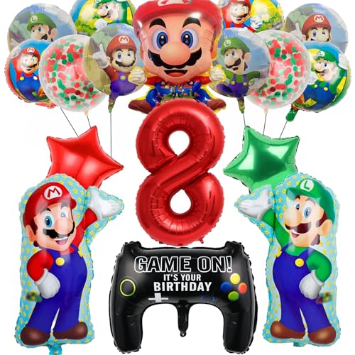 OSOFREE 13 Peças balões Supe Mari 8 anos criança, balões de alumínio para festa de aniversário crianças (8)