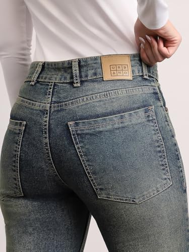 Image of Urbano Fashion Women's Mid Rise Bootcut Washed Jeans Stretchable