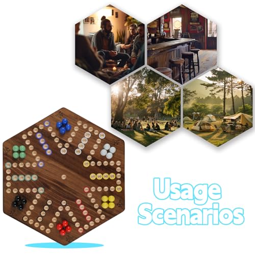 Wahoo juego de mesa tablero 20 pulg con 24 canicas y 6 dados miniatura 2