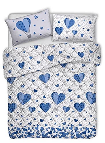 HomeLife Colcha de Matrimonio para Primavera de algodón 100 Gramos [260x280 cm] | Edredón matrimonial primaveral/Verano | Colcha matrimonial primaveral con Estampado de Colores Globo aerostático Azul