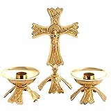  Holyart Croce e candelieri da Altare in Bronzo Fuso Dorato