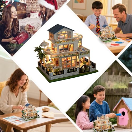 Kit Maison de Miniature en Bois 3D avec Éclairage LED et Décor Maison Moderne - 4