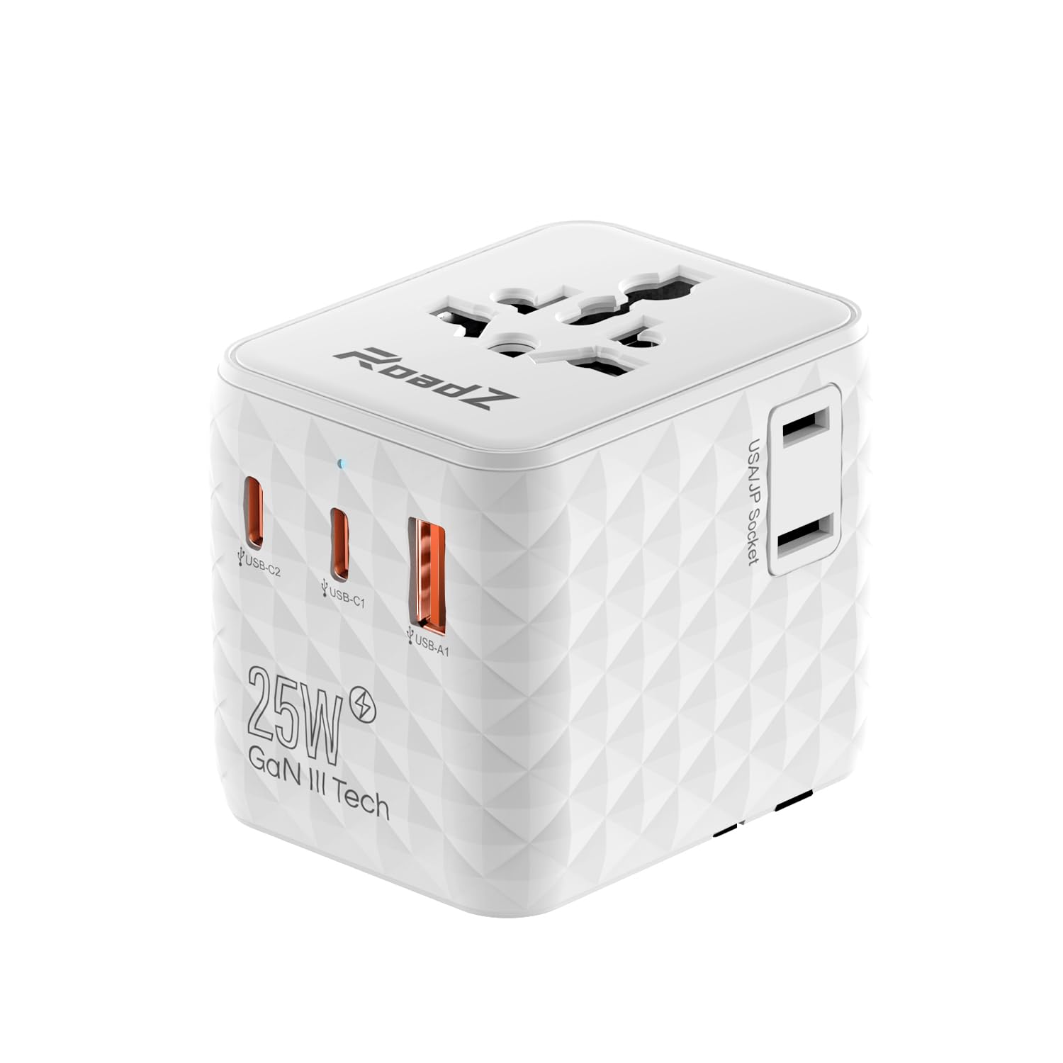 RoadZ Reiseadapter Weltweit, Universal Reisestecker mit 2 USB, 3 USB- C und 1AC Steckdose, 30W Internationaler Steckdosenadapter, Universaladapter für Deutschland USA England Australien