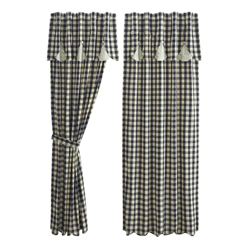 VHC Brands My Country Panel with Attached Scalloped Layered Valance Set of 2 84×40