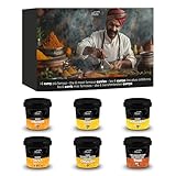 Set 6 Currys del Mundo Bembo – Mezcla de Especias Curry Gourmet – Madras, Goa, Malabar, Java, Inglés, Thai Rojo – Regalo Cocina