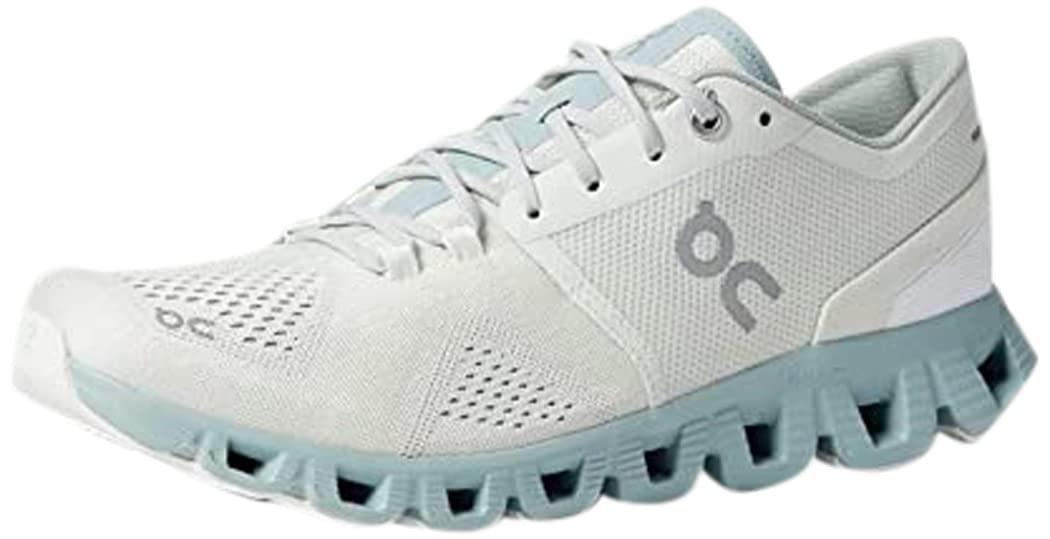 ON Women's Cloud X Sneakers, Aloe/Surf, White, Blue, 11 Medium US