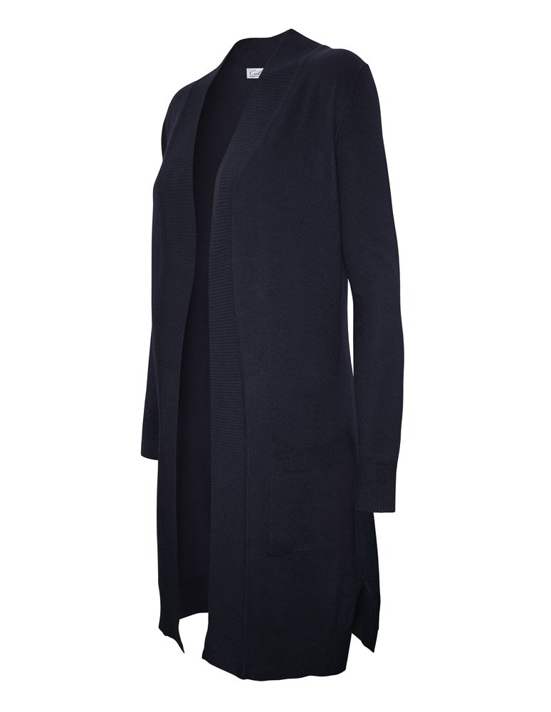 Cielo Womens Solid Basic Long Line Open Front Pockets Knit Sweater Cardigan