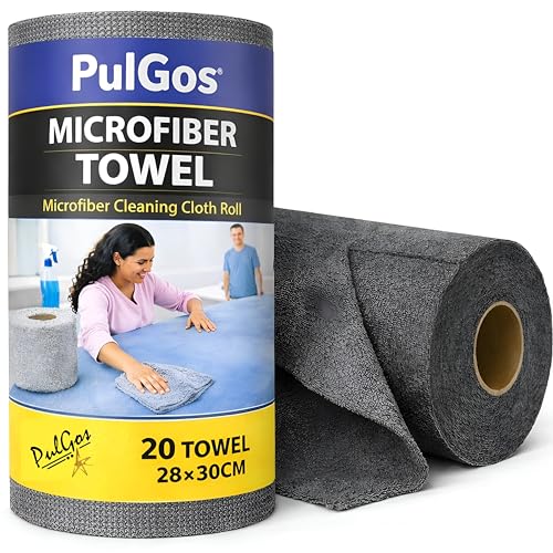 Image of PulGos ๐๐๐ฉ๐๐ฌ Microfiber Cleaning Cloth Roll - ๐๐๐ฑ๐๐๐๐ |4000x Washable -Cheaper Than Regular Cloths-Ultra Absorbent Lint-Free Rags |Tear-able Reusable Towels for Kitchen, Home, Car & Auto