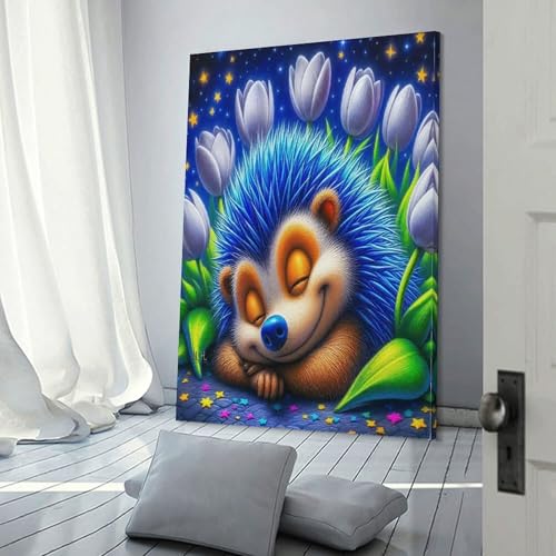 Toile hérisson murale déco salon moderne impression artistique 40x60 cm